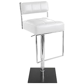 Gentry White Leatherette and Chrome Bar or Counter Stool by Universal Lighting and Decor