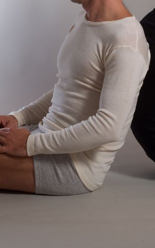 Damen u. Herren Unterhemd langarm, 100% Schurwolle, 