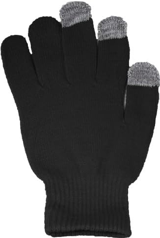 Acrylic Winter Touch Screen Gloves - BLACK