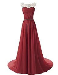 Beaded Pleated Chiffon Prom Dress 