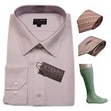 Mens Eterno Italy long sleeve dress shirt, 2 ties and socks set. Neck Size: 19 - Very high quality 4 pieces set featuring a full button up dress shirt with impeccable style and cutting, 2 matching ties and a pair of socks. Great designer set to wear for work or various formal occasions.