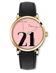 SPRAWL Aanalog Fashion Series Gold Ladies Watches of Genuine Black Leather Strap,Unique Wrist Watch for Women Girls Designed with I love you