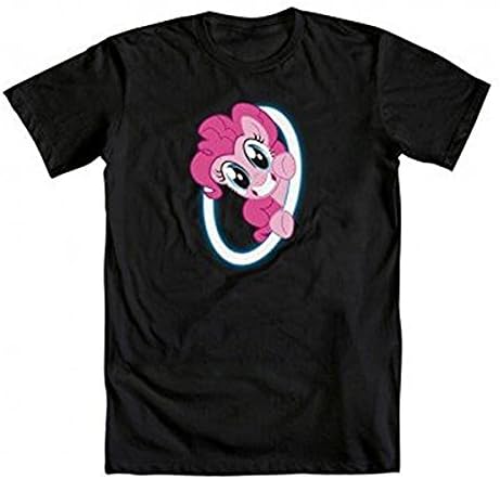My Little Pony Pinkie Pie Portals Peek A Boo Adult Black T-Shirt (Adult Small)