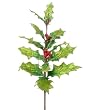 16" Christmas Brites Glittered Light Green Holly Berry Spray