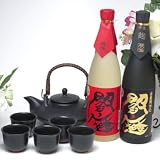【送料無料】黒千代香セット5客ツル付 （麦焼酎黒麹閻魔・ 閻魔 720ｍｌ2本）