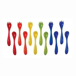 Nuby Wash or Toss Toddler Utensils 30 pack - 15 spoons and 15 forks - BPA FREE