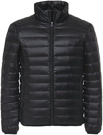 Fasttg Men Ultra Light Packable Down Jacket (3XL, Black)