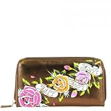 Ed Hardy Lucky in Love Zip Around Wallet - Bronze