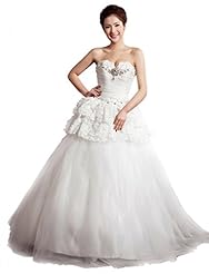 Plus Size Ruched Applique  Lace-Up Beaded Crystal Tiered Backless Sleeveless Floor Length  Tulle Sweetheart  Ball Gown  Dress With Ruffles
