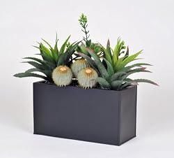 Artificial Succulent Garden in Zinc Rectangle