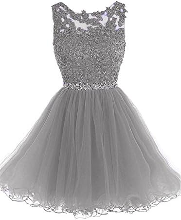 Leopoldfashion 2016 Women's Short Beaded Prom Dress Tulle Applique Evening Gown US2 Gray