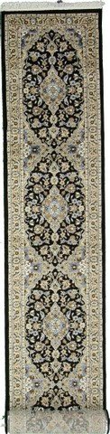 2'7 x 16'5 Black Persian Kashan Runner Rug