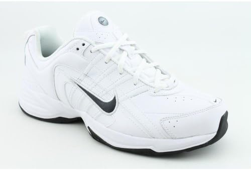 Nike Men's NIKE T-LITE VIII LEATHER RUNNING SHOES 7.5 (WHITE/DARK OBSIDIAN-BLACK)