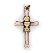 Small Crucifix - Metal Pink Pendant with Chalice Centerpiece
