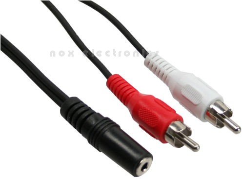 Cinch/Klinke Kabel, InLine®, 2x Cinch St an 3,5mm Klinke Bu 0,2m