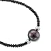 Black Tahitian Pearl Necklace Pendant 11.00-11.50mm with 18k Gold Diamond Cut Beads - Made in Japan