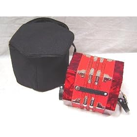 Crystalcello AD222 20 Button Concertina with Padded Bag - Red