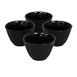 Black Cast Iron Tea Cups, 4 Piece Set