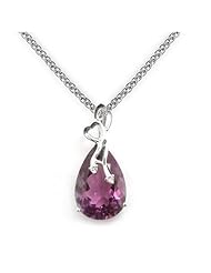 14k White Gold Pear Shaped Amethyst and Diamond Pendant