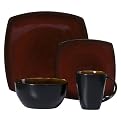 Reactive Glaze Square 16-pc. Dinnerware Set - Red