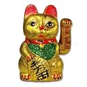 Beckoning Ceramic Maneki Neko Lucky Cat 7in #15126