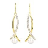 Diamond Fascination 14K Yellow Gold Diamond Accent Dangle Earrings w/ Pearl Drops