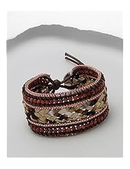 Polyester Semi GemStone Beads Bracelet In Copper