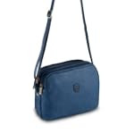 Borsa di pelle a tracolla con 3 lampo...