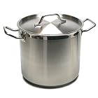 New Professional Commercial Grade 40 QT (Quart) Heavy Gauge Stainless Steel Stock Pot, 3-Ply Clad Base, Induction Ready, With Lid Cover NSF Certified Item