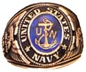 Navy Deluxe Engraved Ring - 18kt Heavy Gold Electroplate