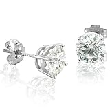 14k White Gold Round Brilliant Cut Diamond Stud Earrings (HI, I1, 0.25 carat)