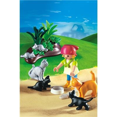 Childrens Toyshop  Toys : Playmobil - Girl with Cats 4493