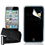 IMAGE OF White Armband Silicone Rubber Gel Soft Skin Case Cover + Privacy LCD Screen Protector Film Guard Accessories for Apple Ipod Touch iTouch 4th Generation 4g 4 8gb 32gb 64gb New By Electromaster