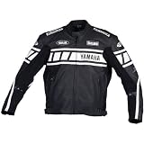 Joe Rocket Nitro Men's Yamaha Leather Street Bike Racing Motorcycle Jacket w/ Free B&F Heart Sticker Bundle - Black/Black / 2X-Large