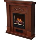 Modern Dark Walnut Wood Ventless Electric Heater Fireplace with 38" Mantle and Temperature Control | Add Warmth and Style to Your Home with Realistic Adjustable Flame and Heats a Room up to 400 Sq Ft | Perfect for Your Living Room and Bedroom Area