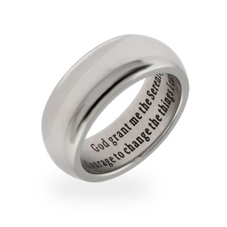 Eve's Addiction Men's and Women's Stainless Steel Serenity Prayer Ring