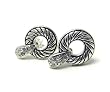 Silvertone Metal and Crystal Filigree Small Loop Clip Earrings