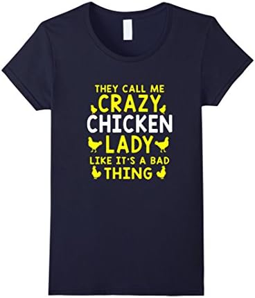 Women's They call me crazy chicken lady t shirt XL Navy