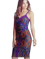 Sexy V-neck General Print Knee Length Stretchy Nylon/Rayon/Spandex Bandage Dress/Bodycon Dress/Club Dress 