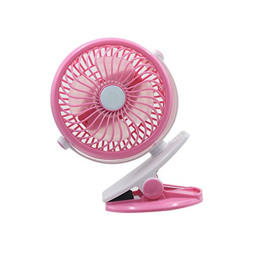 360º Rotation, Clip-on, Mini Portable Battery Fan Personal Handheld USB Desktop Fan for Baby Stroller Home Office Travel Outdoors Camping (Pink)