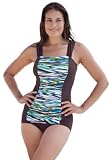 Woman Within Plus Size Sheath swimsuit with printed shirred inset by Penbrooke