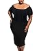 Lalagen +Hot+ Women's Off Shoulder Tassel Plus Size Bodycon Dress, Black, X-Large Plus