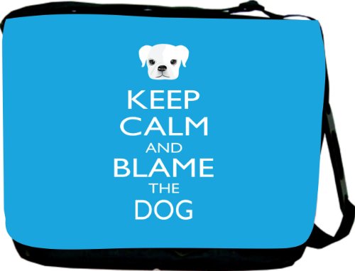 Rikki KnightTM Keep Calm and Blame the Dog - Sky Blue Color Messenger BagB004IHM5NQ : image