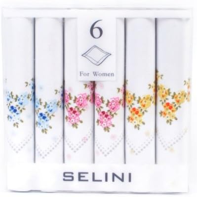 Boxed Fancy 6 pc. Ladies Cotton Handkerchiefs