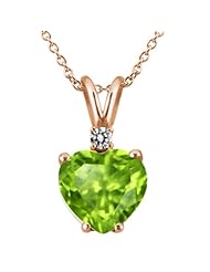 1.43 Ct Green Peridot White Diamond 925 Rose Gold Plated Silver Pendant