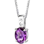 Spring Dream: Sterling Silver 2.25 carats Oval Shape Checkerboard Cut Amethyst Pendant with 18 inch Silver Necklace
