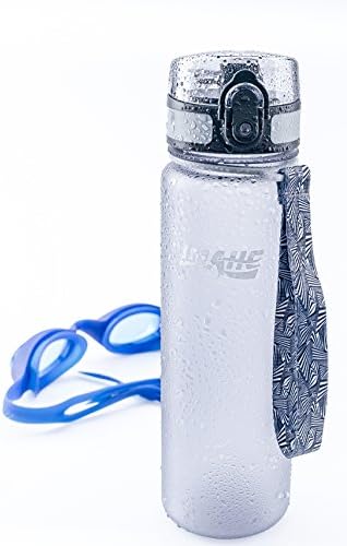 Best Sports Water Bottle by Imahe (Black) - BPA-Free Plastic, Small 18oz Capacity, Shatterproof - Stylish Colors and Design, Reusable Sports Water Bottle Includes Strap, Self-Sealing Cap, Opens With 1-Click - For Kids and Adults, Men and Women, Perfect Camping Water Bottle, Cycling, Yoga, Gym, Running and Outdoors.