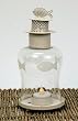 Nantucket Fish Hurricane Lantern - White-washed Iron & Etched Glass - Flameless Tealight Included
