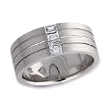 0.5 CT DIAMOND MENS WEDDING BAND WHITE GOLD