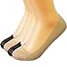 kilofly No Show Silicone Heel Grip Non-Skid Socks [4 Pairs Set, Black & Beige]